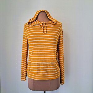 Heart & Hips Women Hood Sweater Stripes Orange/White Size S NWT